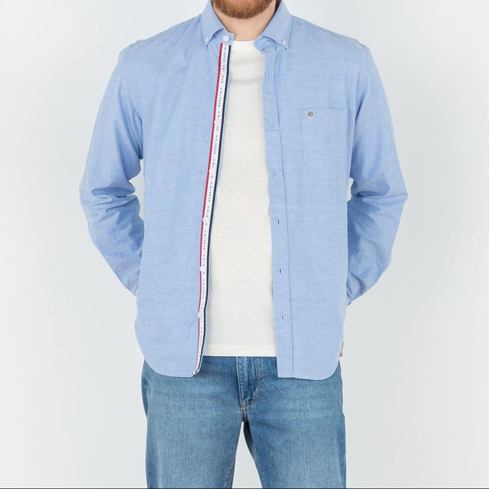 Chemise regular Oxford avec ganse SERGE BLANCO bleu ciel