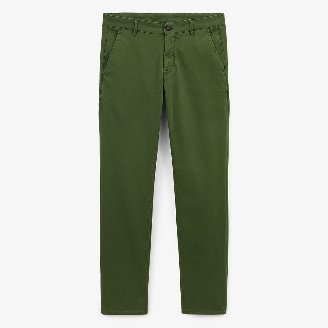 Chino 702 de algodón, corte cómodo, verde oliva, HOMBRE, SERGE BLANCO
