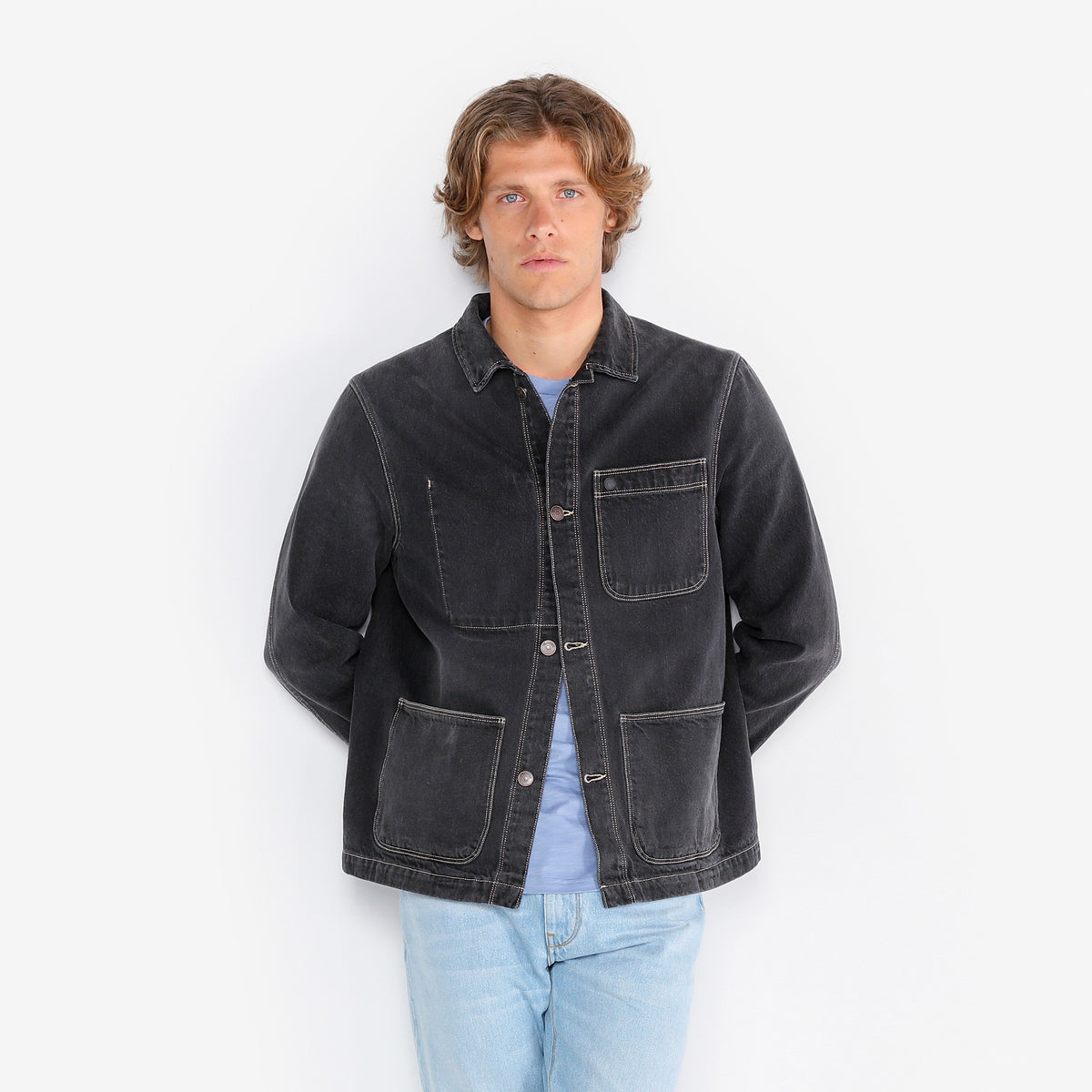 Wendel worker jacket in dark gray denim