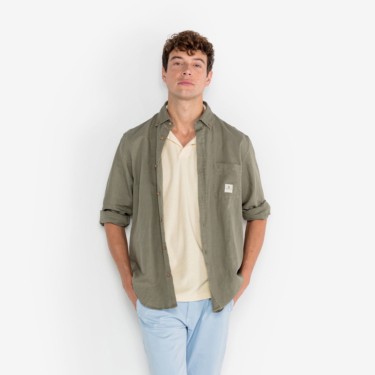 Carl teak linen oxford shirt