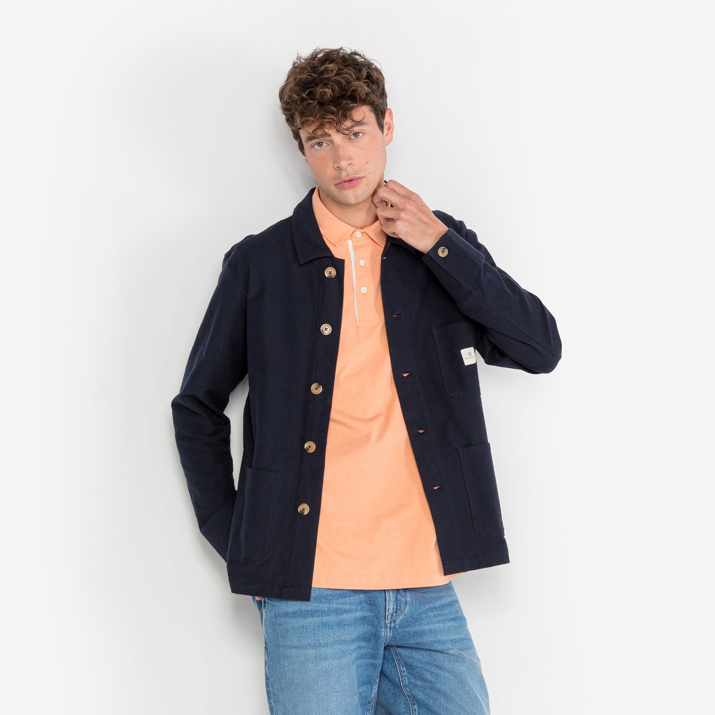 Dave worker jacket in dark blue jersey