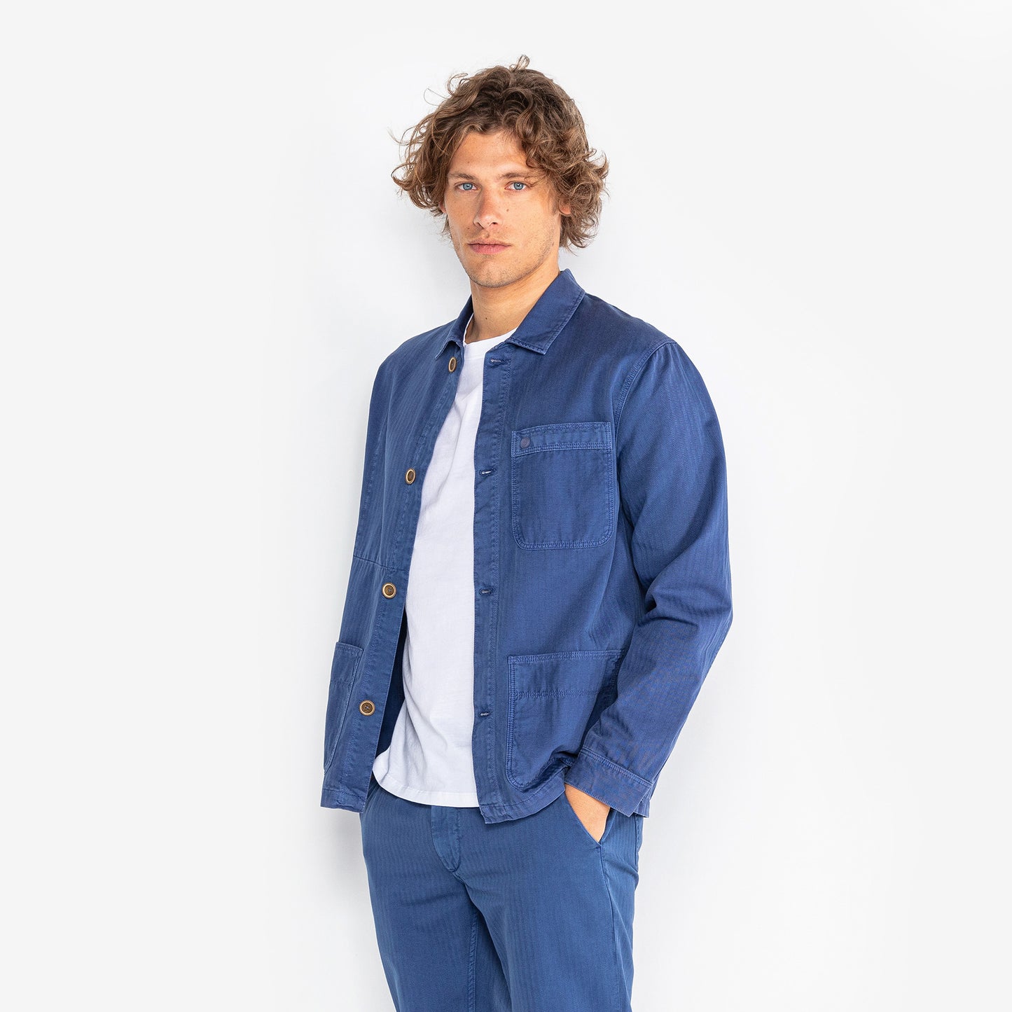 Wendel worker jacket in nation blue herringbone