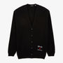 Gilet Stade Toulousain noir SERGE BLANCO boutonné, vu de face, avec broderie rouge et blanche.
