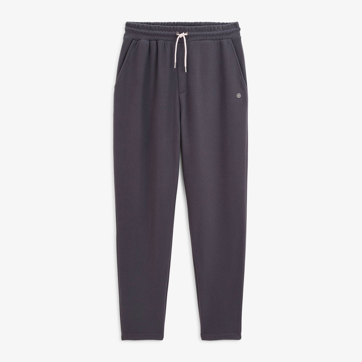 Jogging Paolo en coton gris à taille élastiquée, vue de face.
