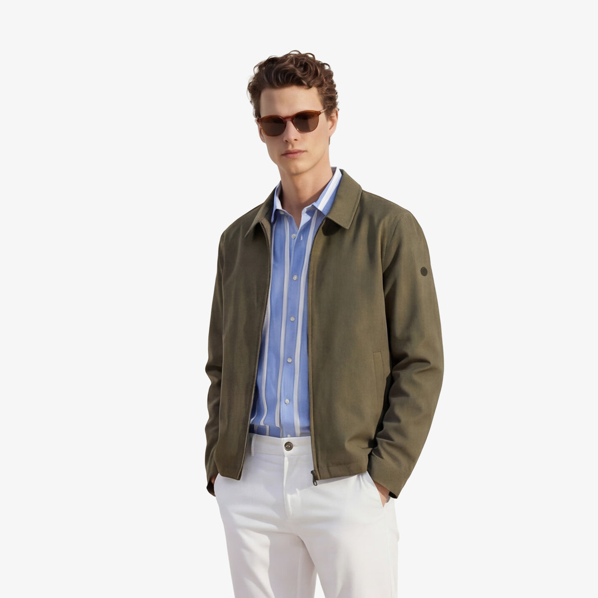 Delta Jacket in flowing fabric, khaki green
