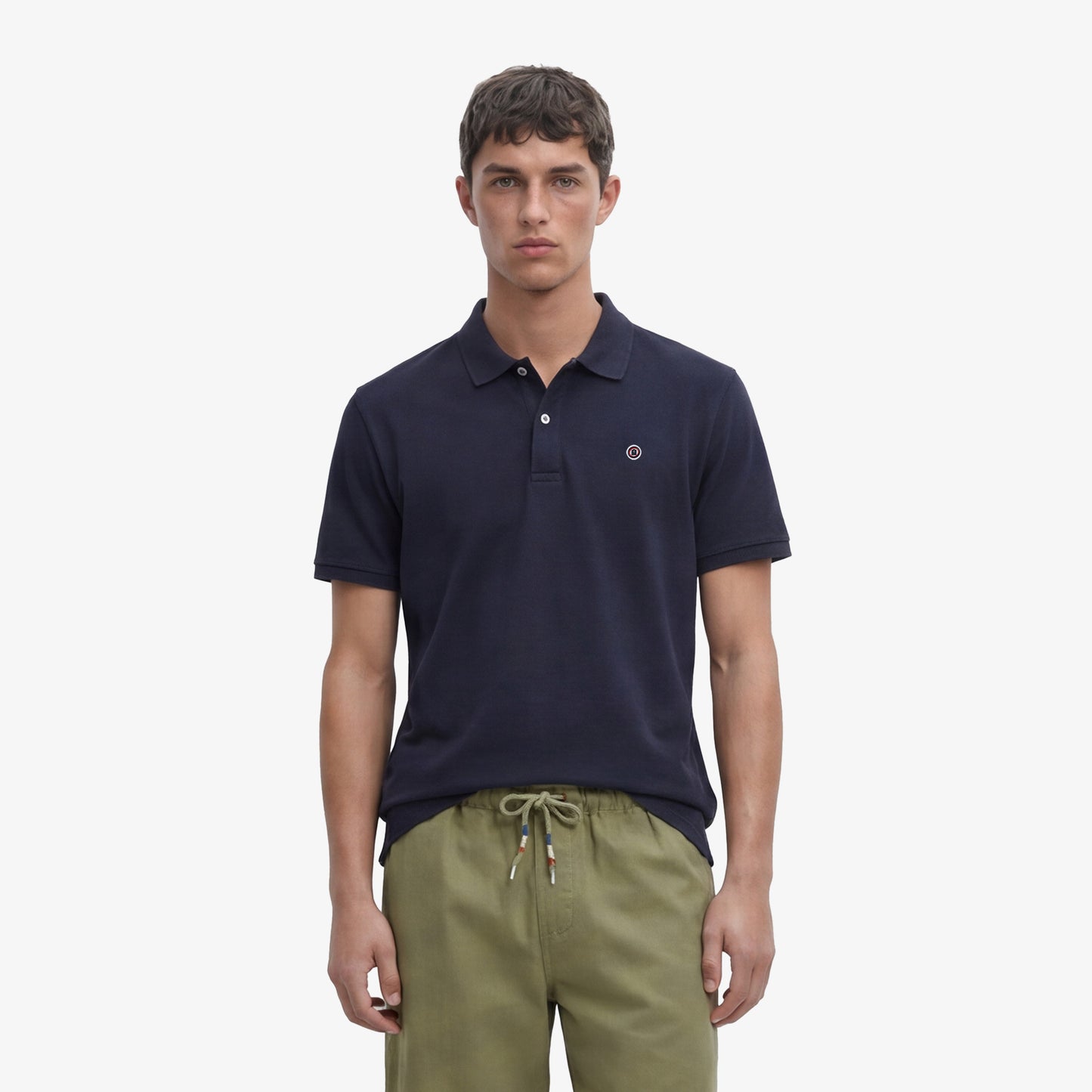 Polo manches courtes en coton maille piquée Lucas bleu marine