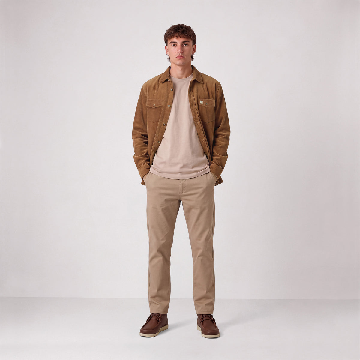 Chemise manches longues velours pigment dye marron noisette SBPLAY