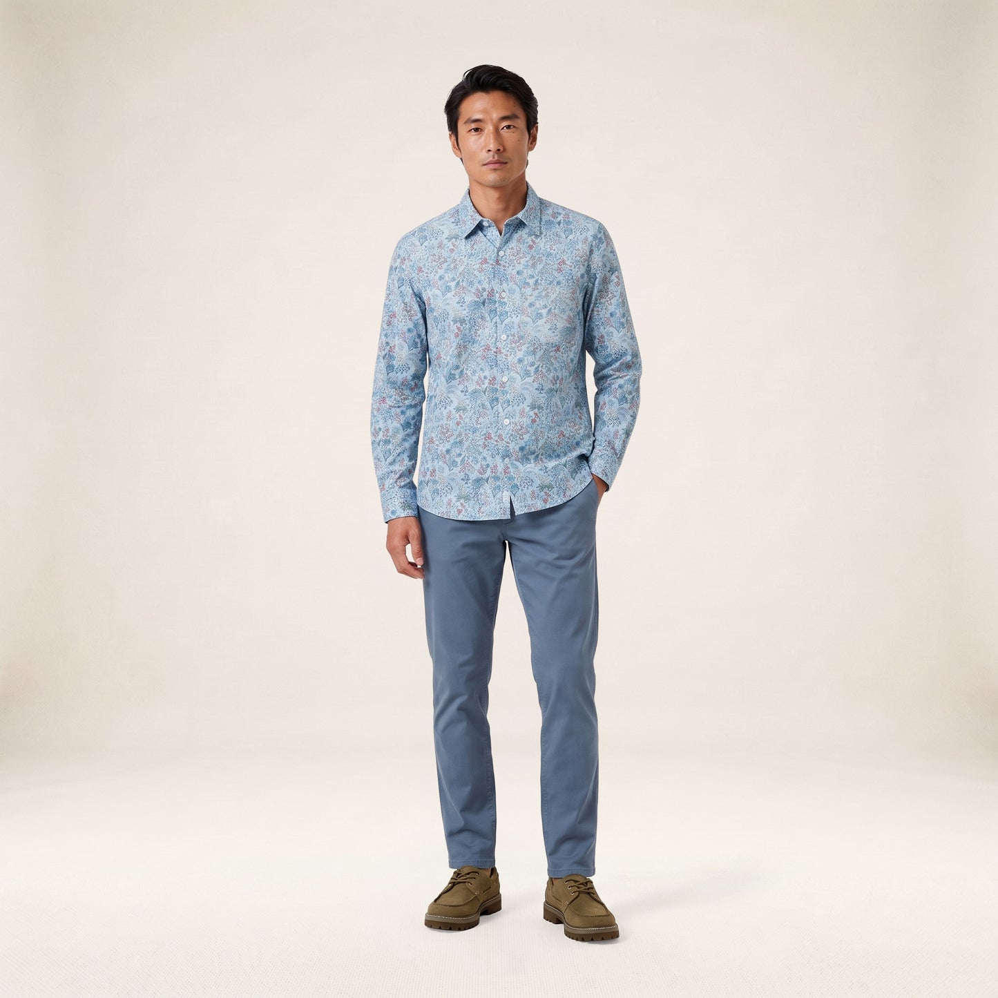 Chino 702 en coton stretch coupe confort bleu lupin