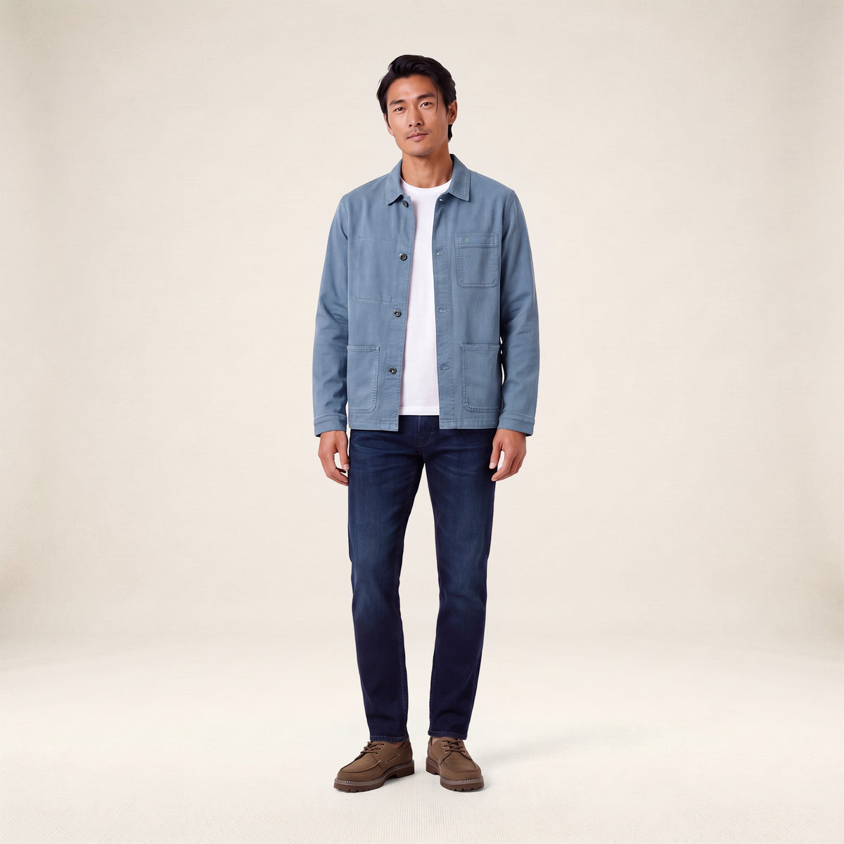 Veste worker Wendel chevron coton bleu lupin