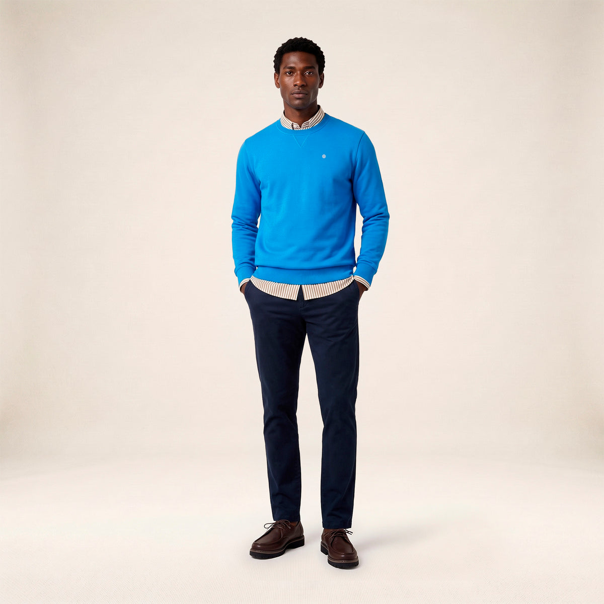 Pantalon coupe confort coton stretch bleu marine 702