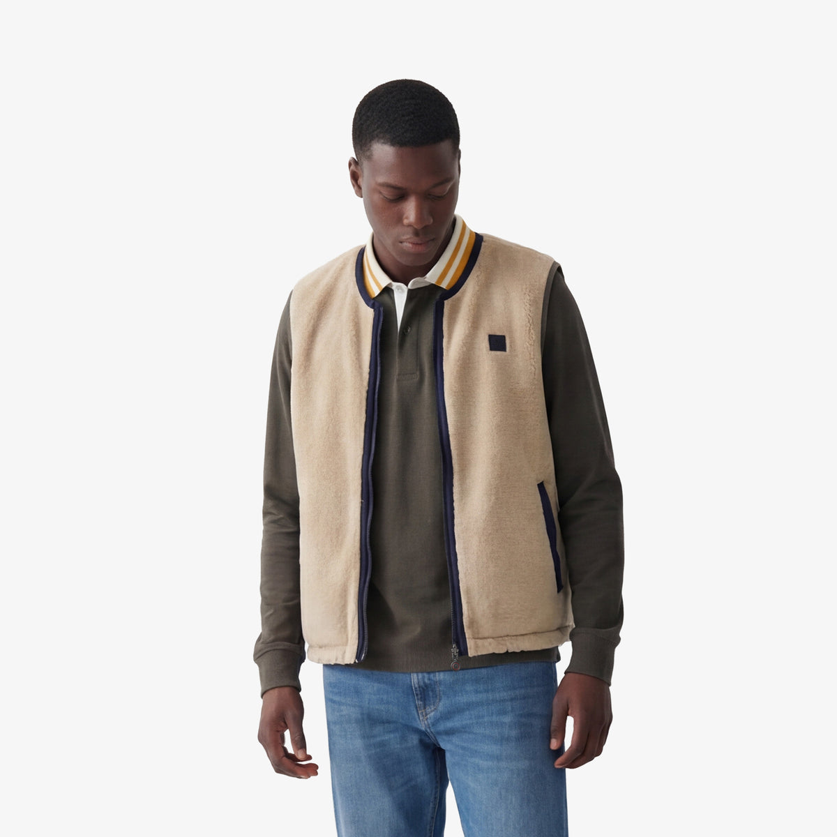 Drake Navy Blue Reversible Sleeveless Jacket