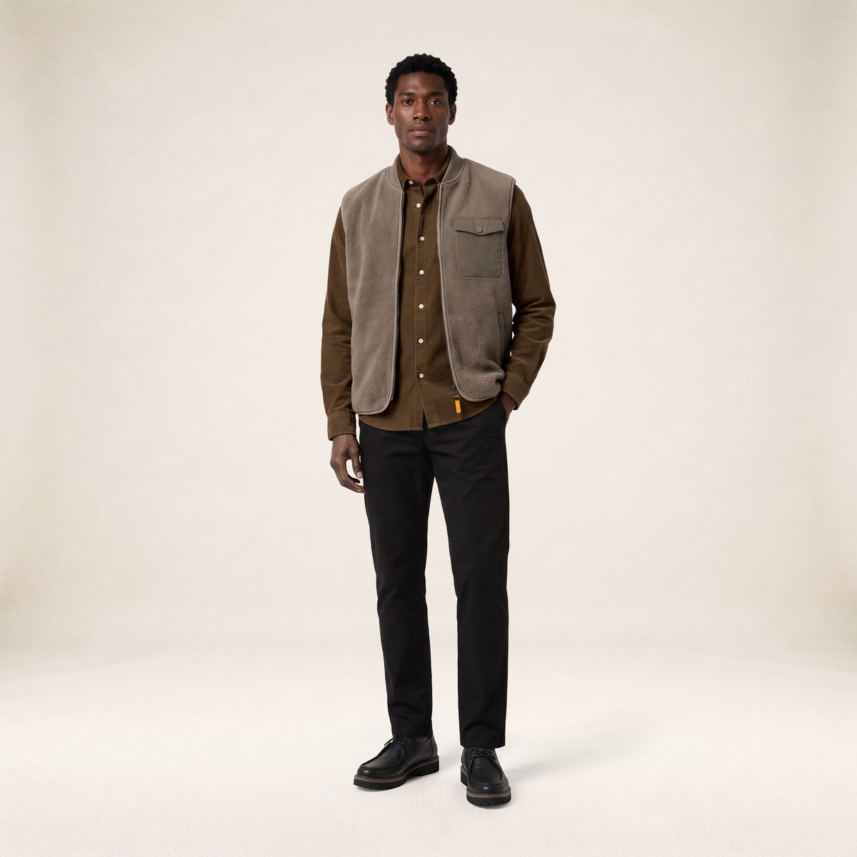 Gilet polaire Marcel sans manches beige travertin