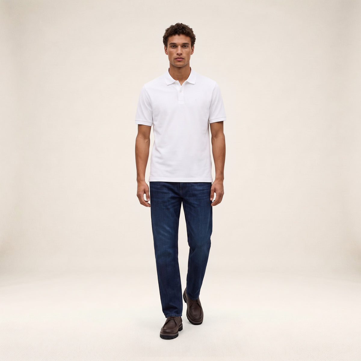 Polo piqué Lucas manches courtes en coton blanc