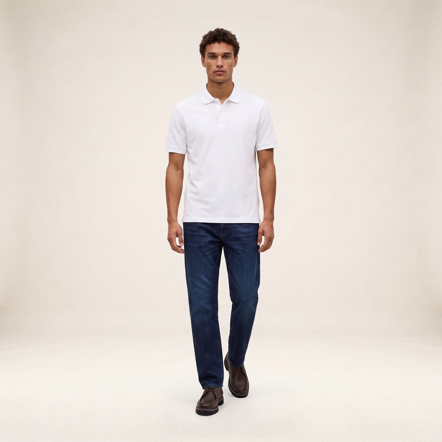 Polo piqué Lucas manches courtes en coton blanc