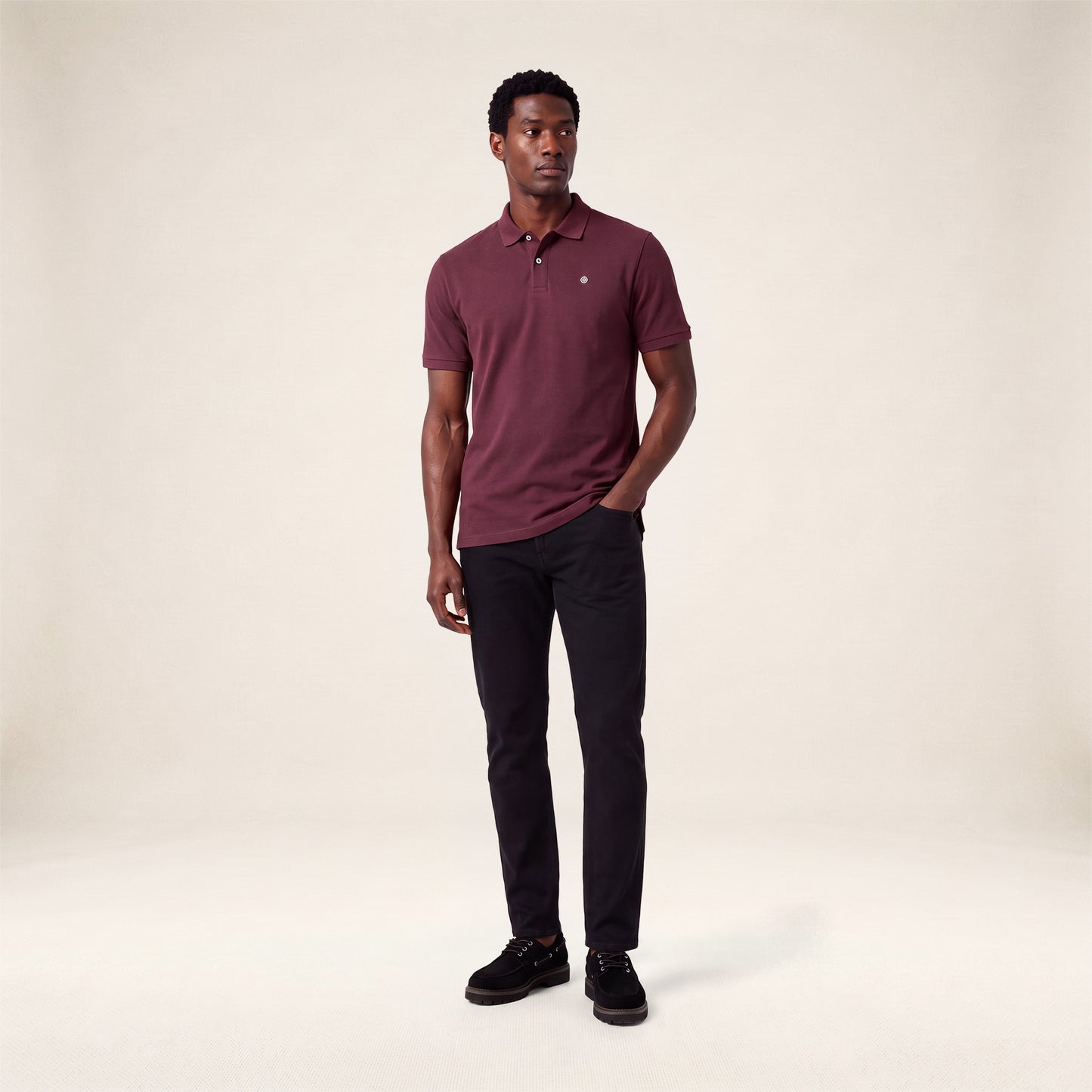 Polo piqué Lucas manches courtes en coton rouge vigne