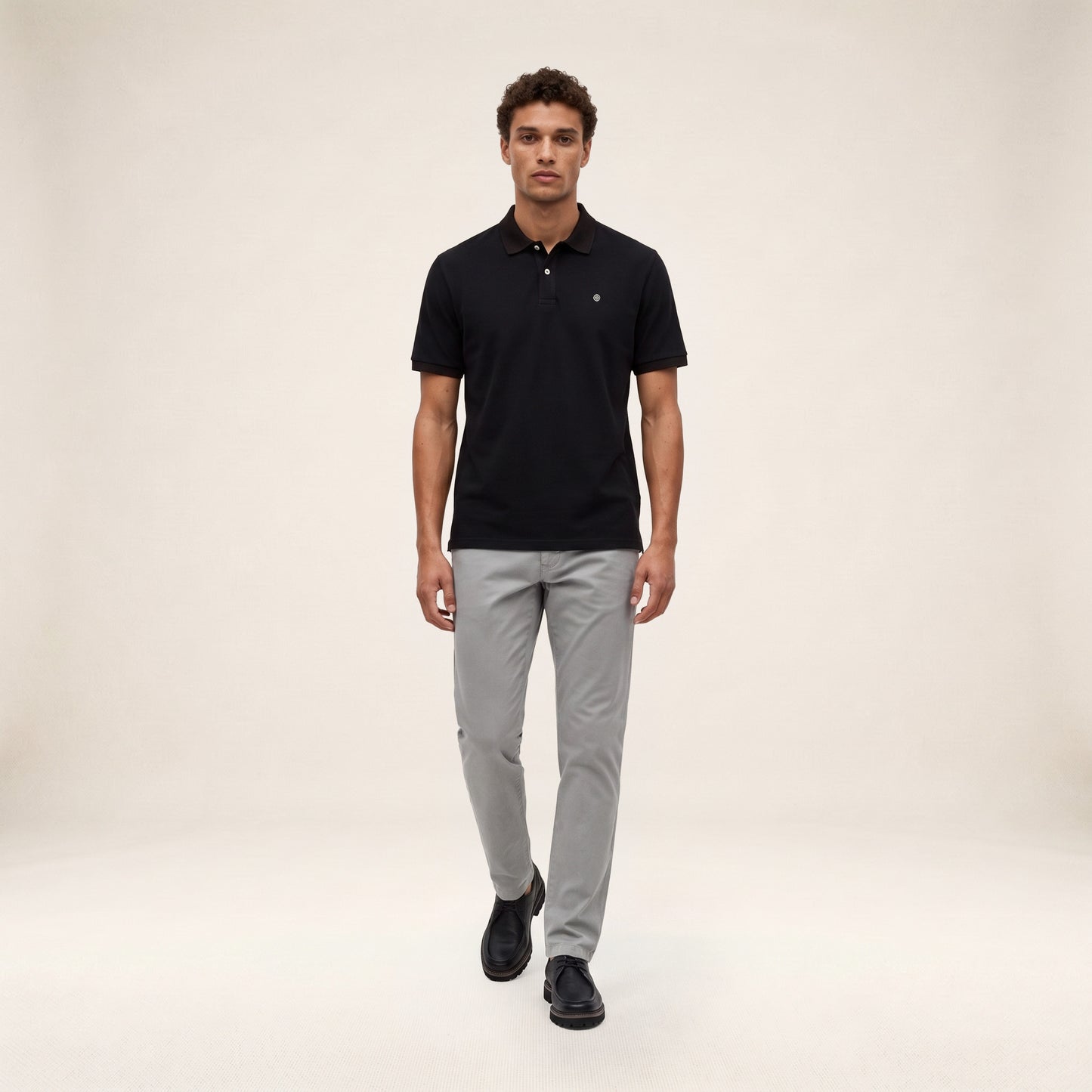 Polo piqué Lucas manches courtes en coton noir