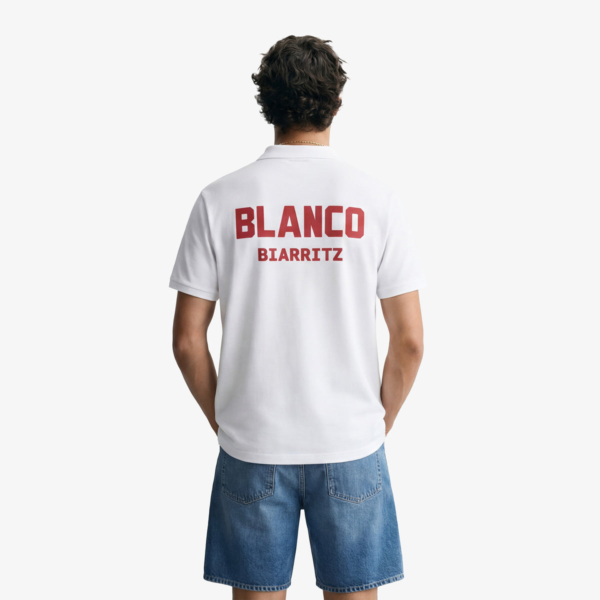 Laxton short-sleeved polo shirt in white cotton piqué