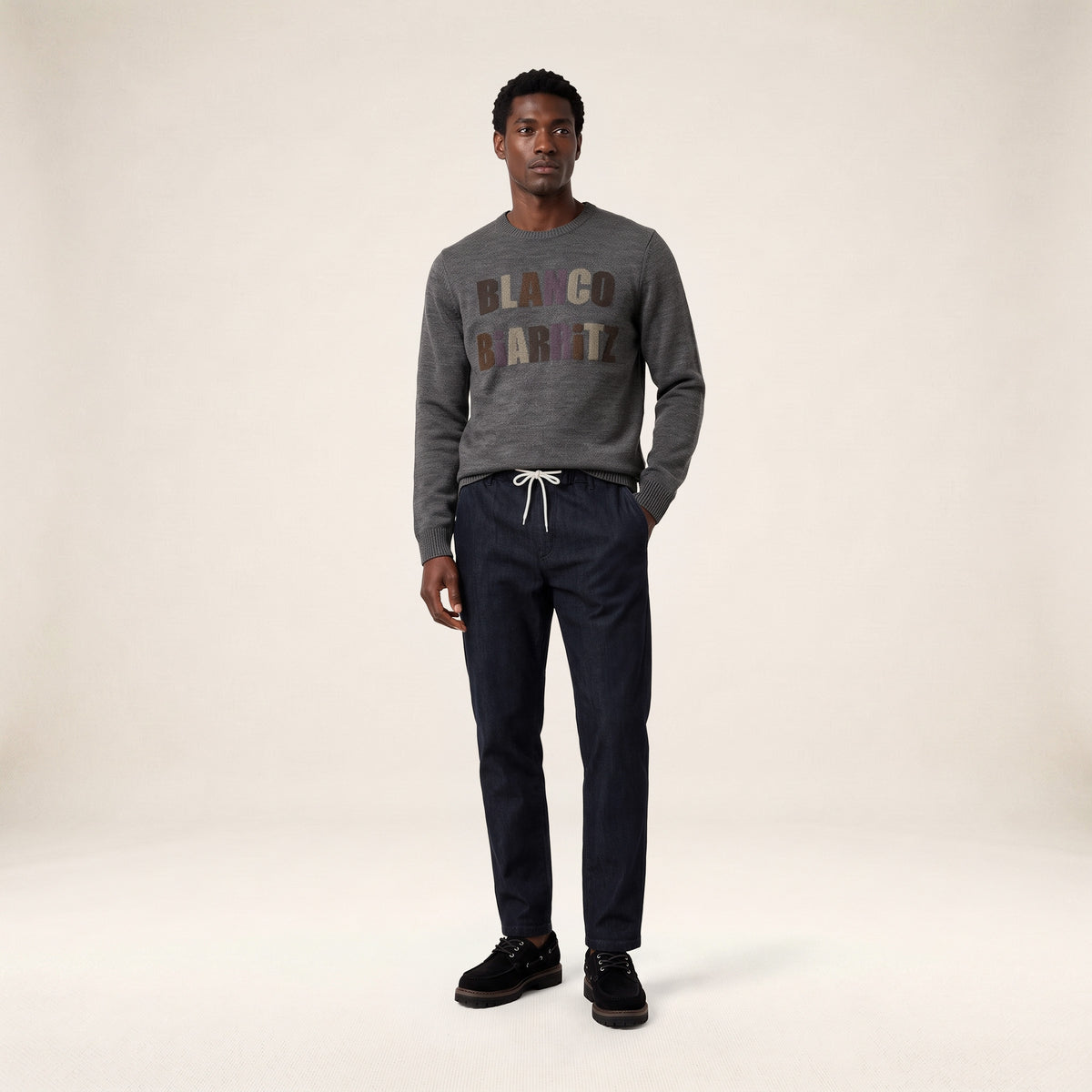 Blauwe, onbehandelde stretch-denimbroek van katoen 558