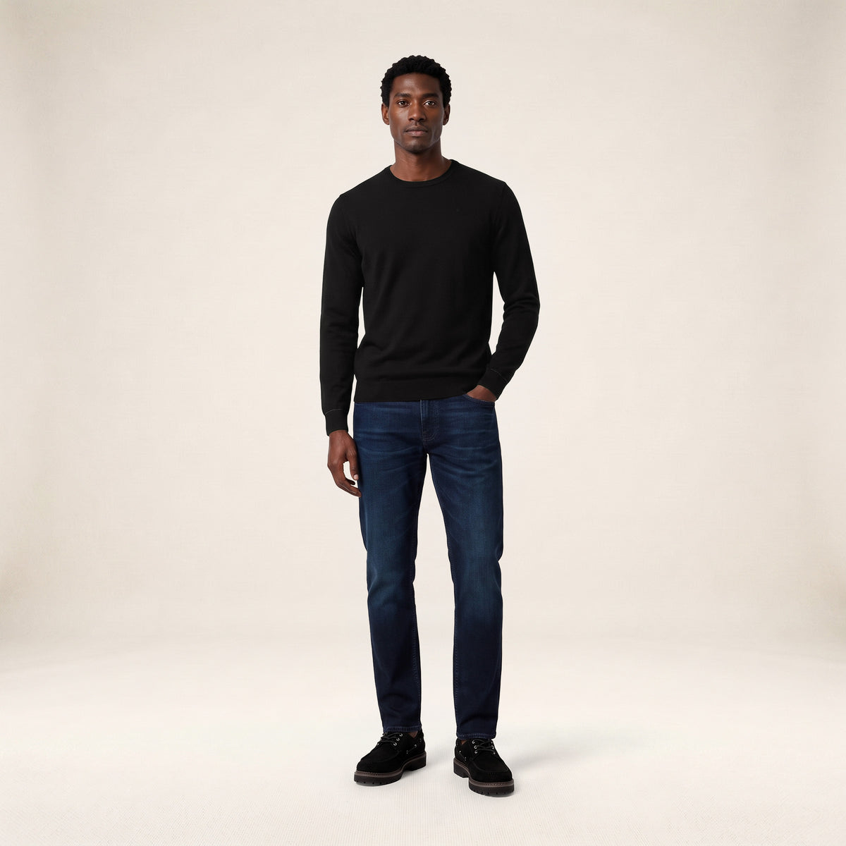 Pull Mao essentiel col rond noir