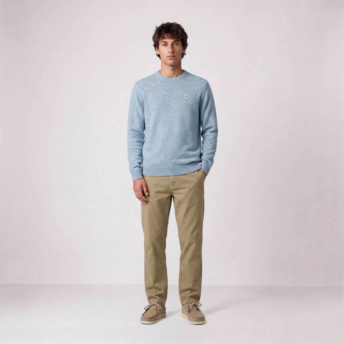 Pull Madani laine col rond bleu ciel SBPLAY