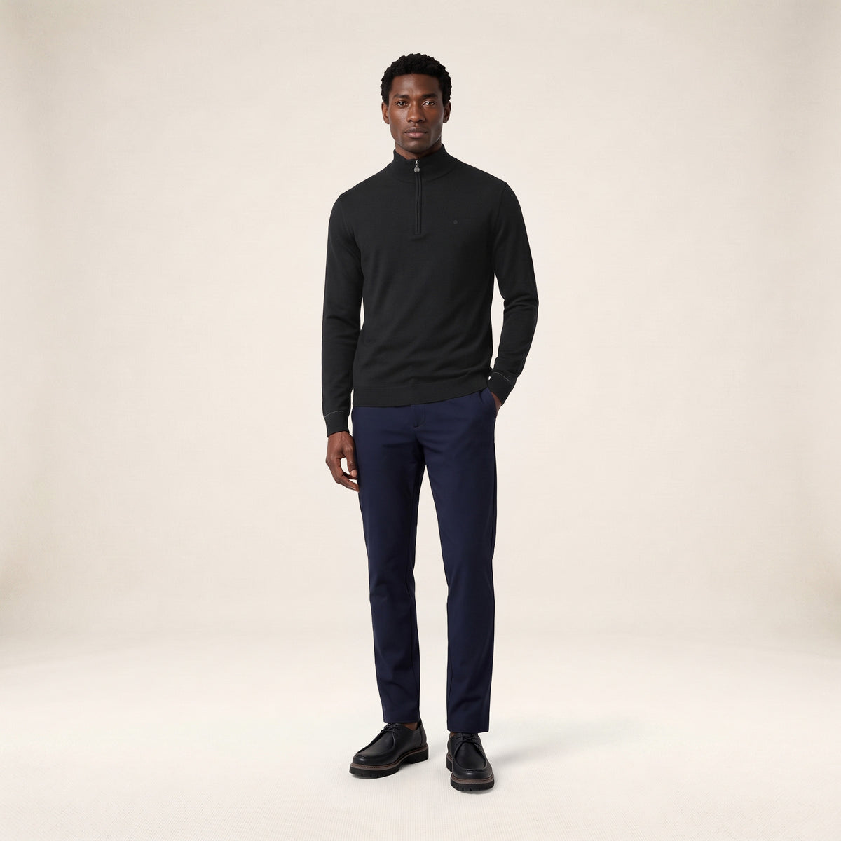 Pull Marvine essentiel col zippé noir