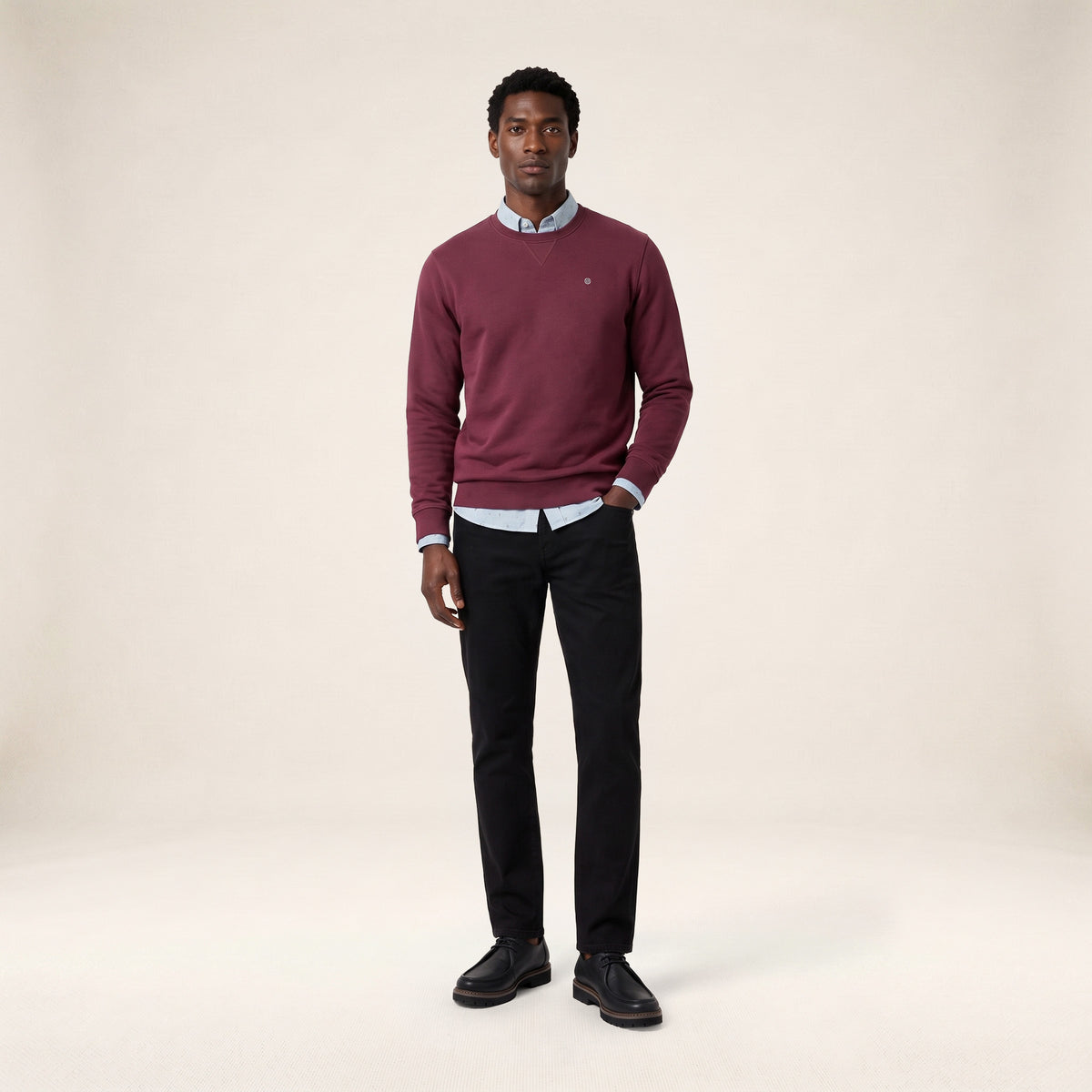 Sweat col rond French Rib rouge vigne