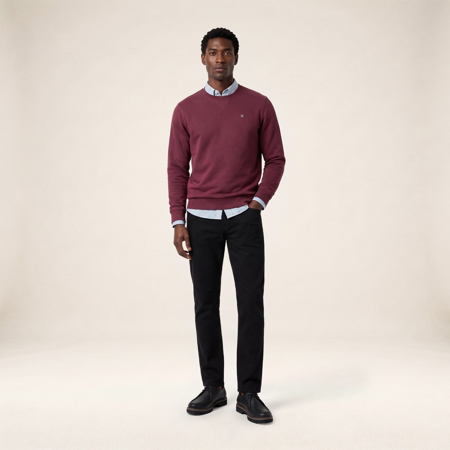 Sweat col rond French Rib rouge vigne