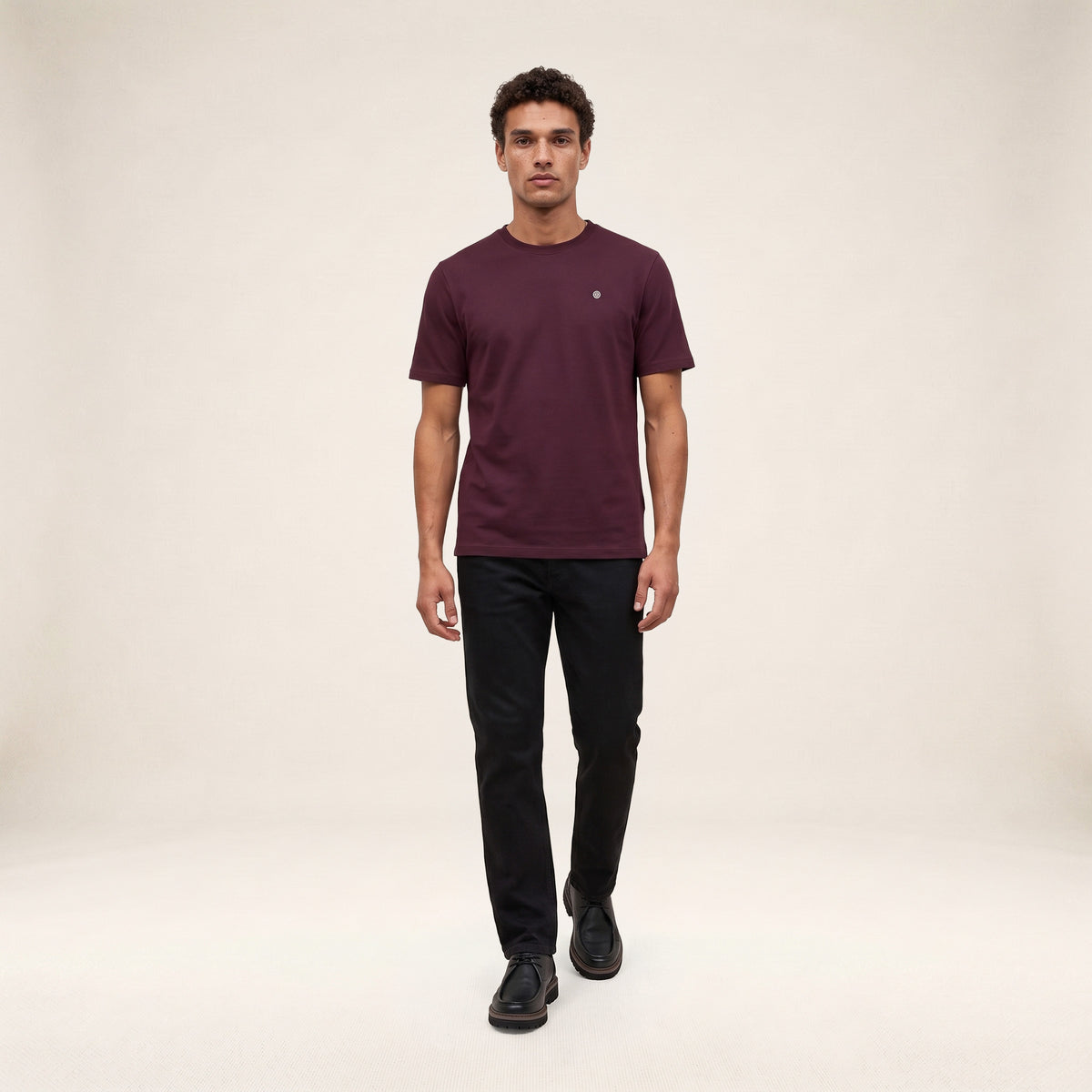 T-shirt manches courtes col rond Théo rouge bordeaux
