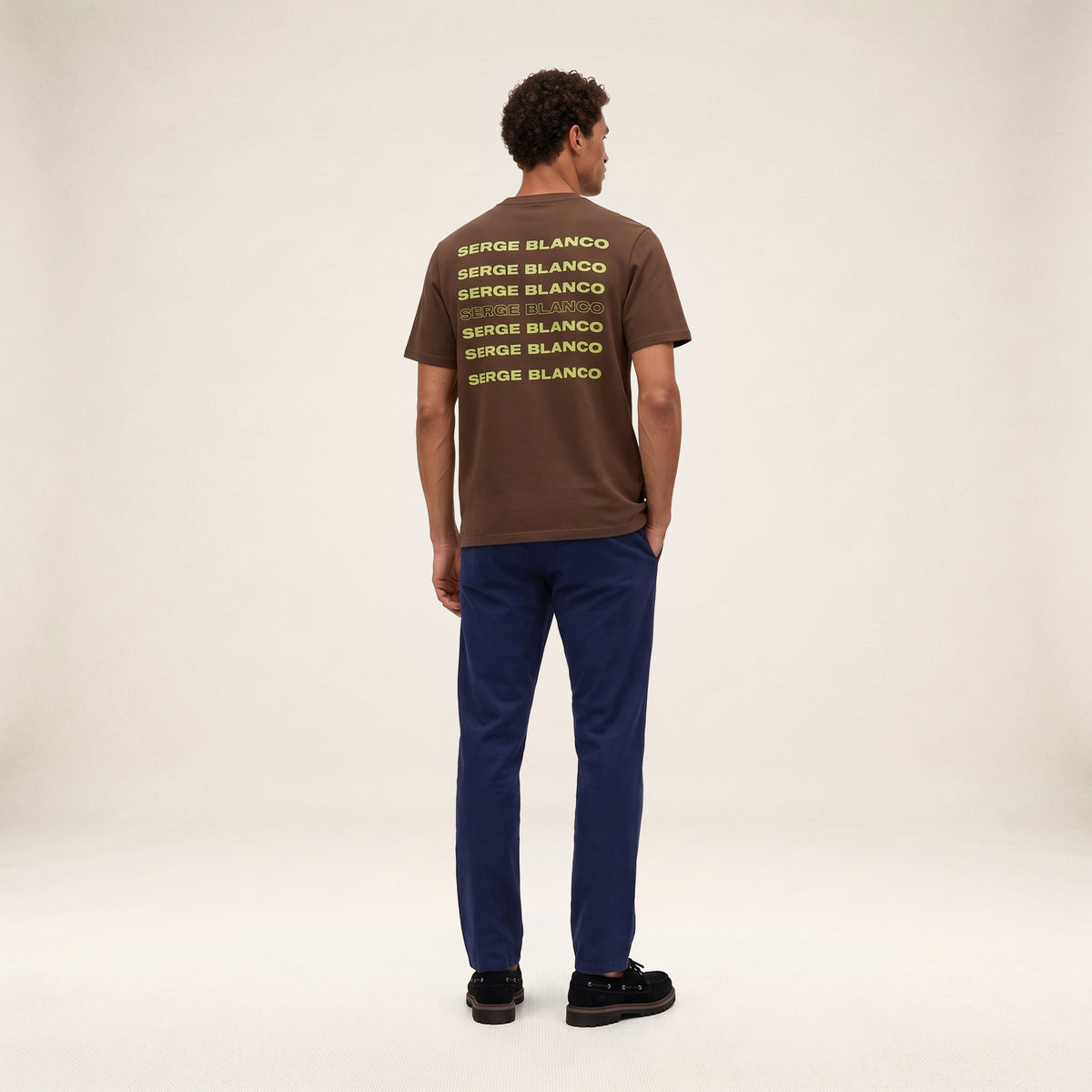 T-shirt manches courtes coton marron SERGE BLANCO Théo