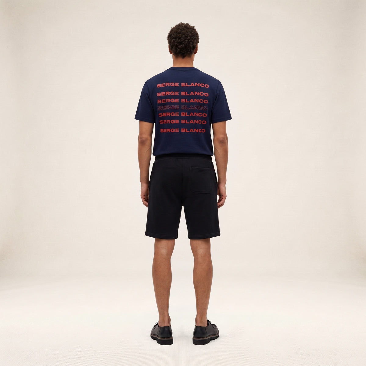 T-shirt manches courtes coton imprimé dos SERGE BLANCO bleu marine