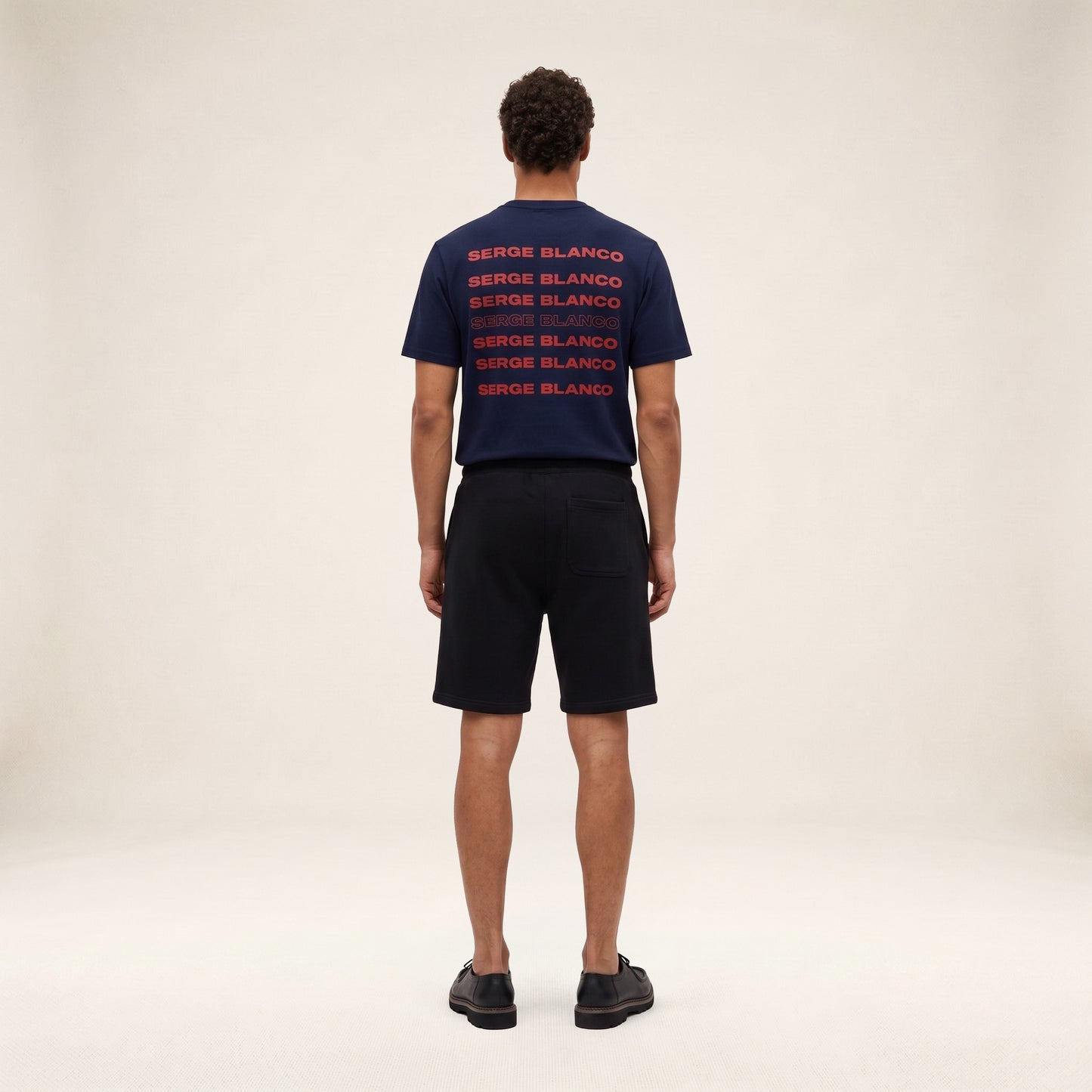 T-shirt manches courtes coton imprimé dos SERGE BLANCO bleu marine