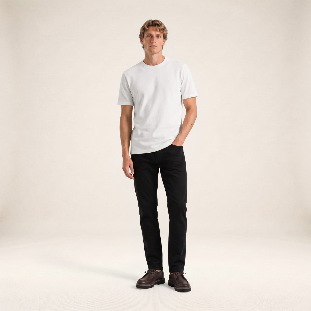 T-shirt manches courtes Théo lin mélangé blanc