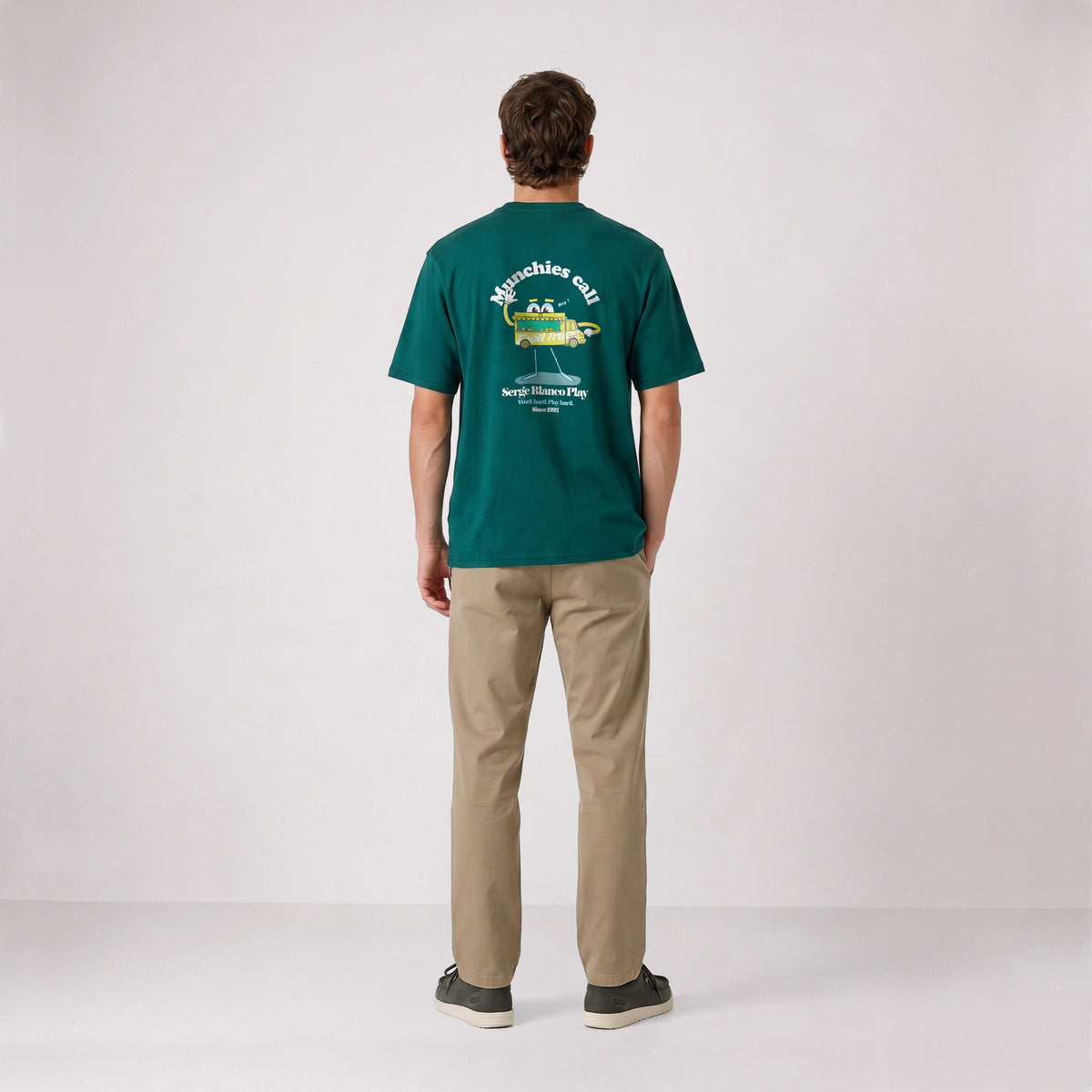 T-shirt manches courtes coton imprimé Munchies Call bleu canard SBPLAY