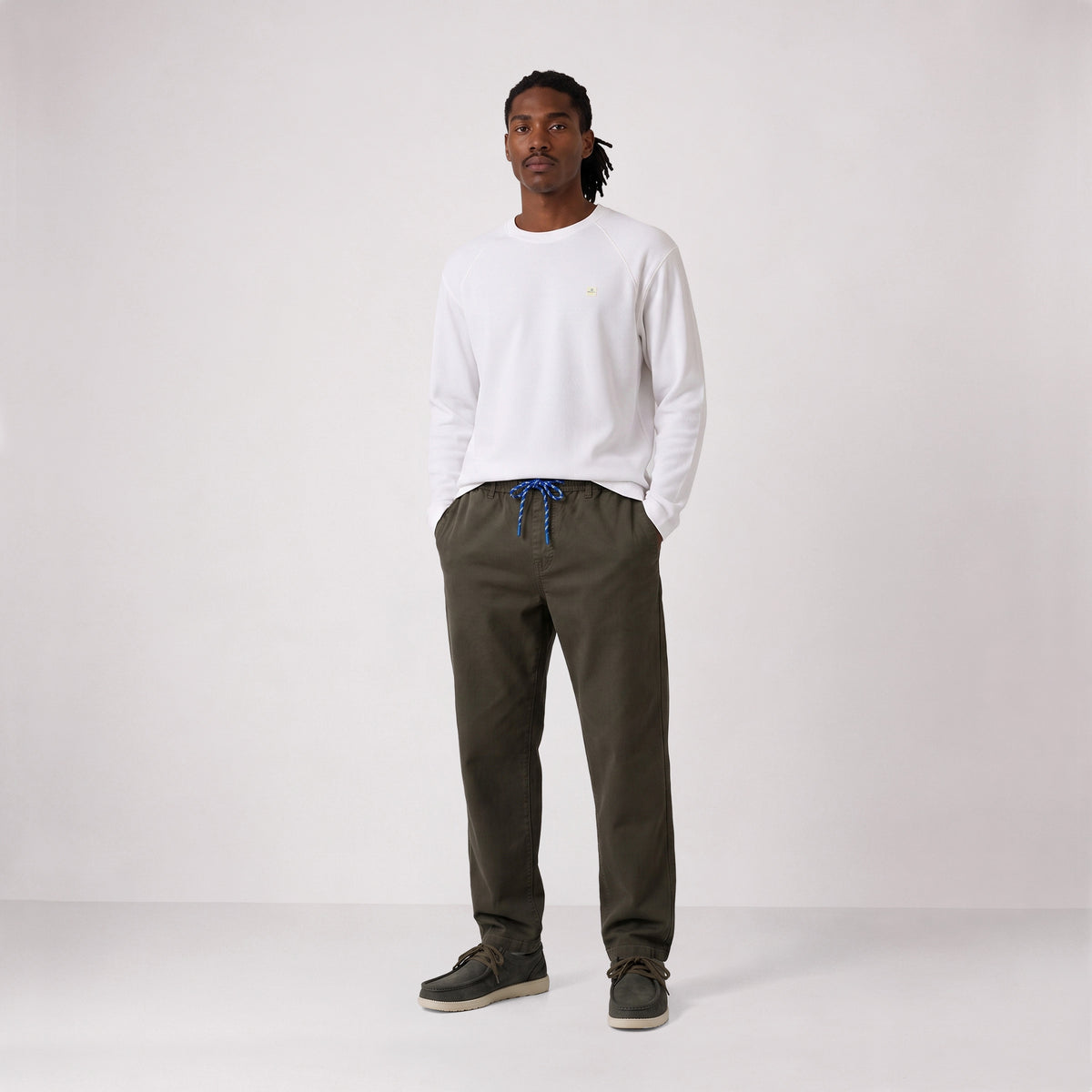 T-shirt manches longues coton gaufré col rond blanc SBPLAY