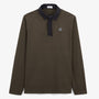 Men's SERGE BLANCO rugby jersey in clay brown cotton jersey with contrasting collar