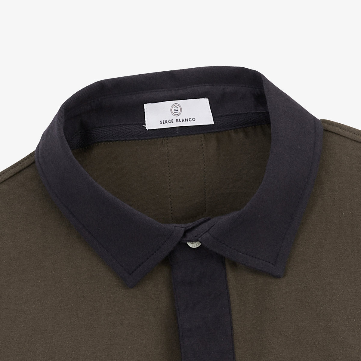 Men's SERGE BLANCO rugby jersey in clay brown cotton jersey with contrasting collar