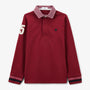 Maillot de rugby garçon manches longues rouge merlot brodé 15 SERGE BLANCO