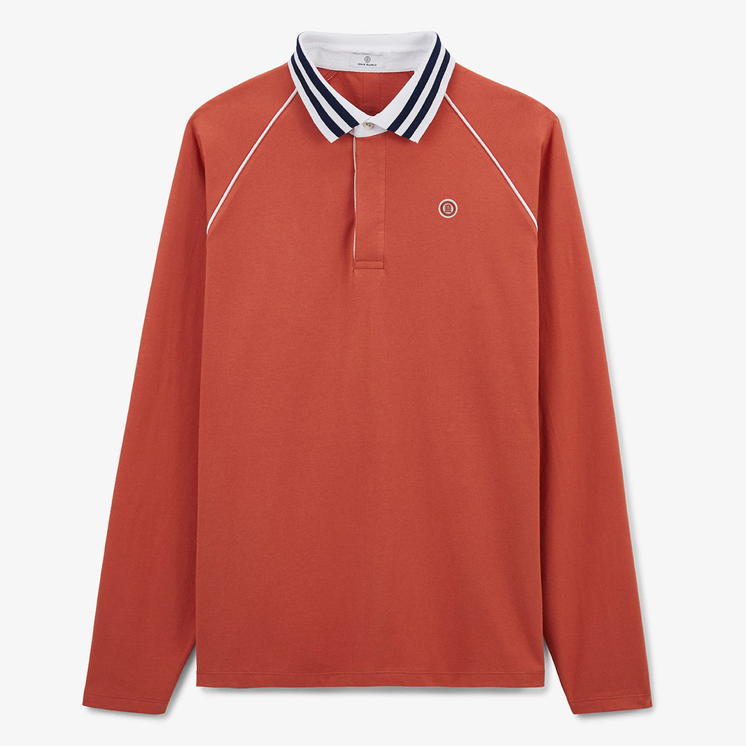 Maglia da rugby con maniche raglan in cotone arancione ruggine UOMO SERGE BLANCO
