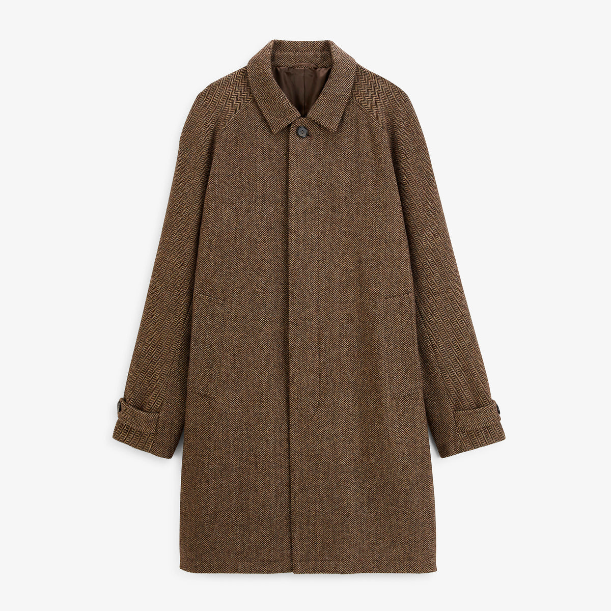 Manteau chevron marron Dante, vue de face.