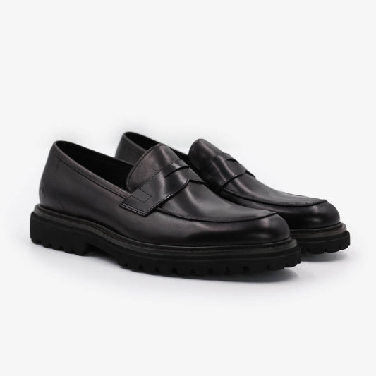 Mocassin en cuir noir Austin Homme SERGE BLANCO