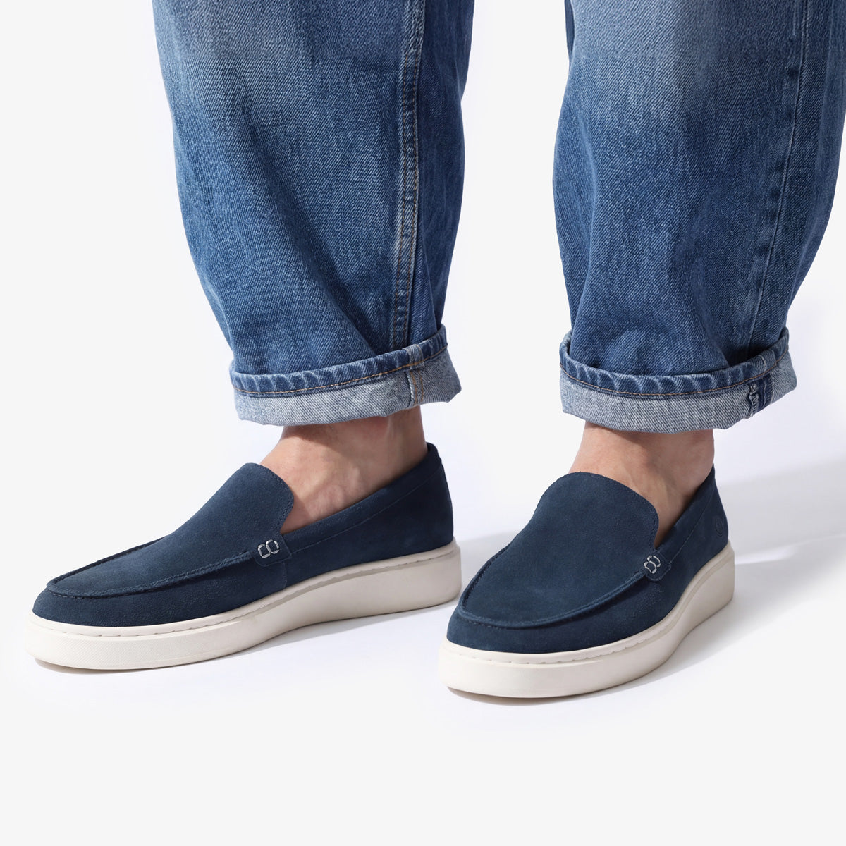 Mocassin Kentucky en Cuir Nubuck Marron Bleu Marine Homme SERGE BLANCO