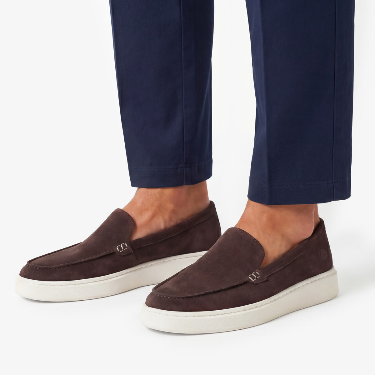 Mocassini Kentucky in pelle nabuk marrone cioccolato da uomo SERGE BLANCO