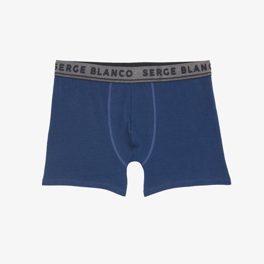 3-pack effen marineblauwe katoenen boxershorts voor heren van Serge Blanco