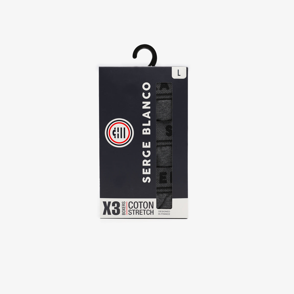 3-pack effen grijze katoenen boxershorts voor heren van Serge Blanco