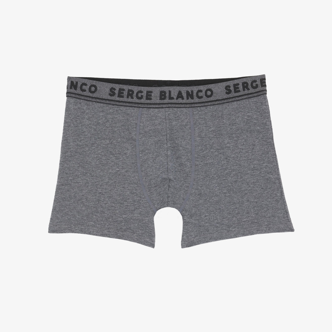 Confezione da 3 boxer in cotone tinta unita grigio melange da uomo serge blanco