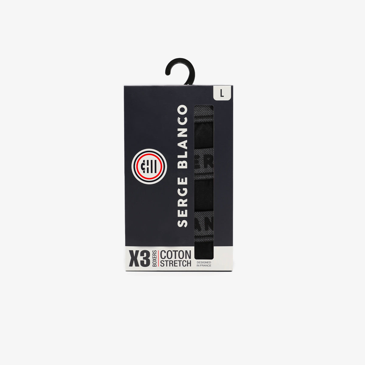 Pack de 3 boxers en coton uni noir homme serge blanco