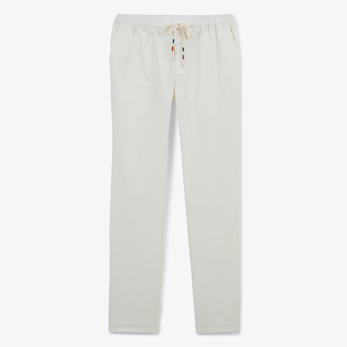 Pantalón 549 con cintura elástica de algodón blanco roto para hombre, de sarga blanca