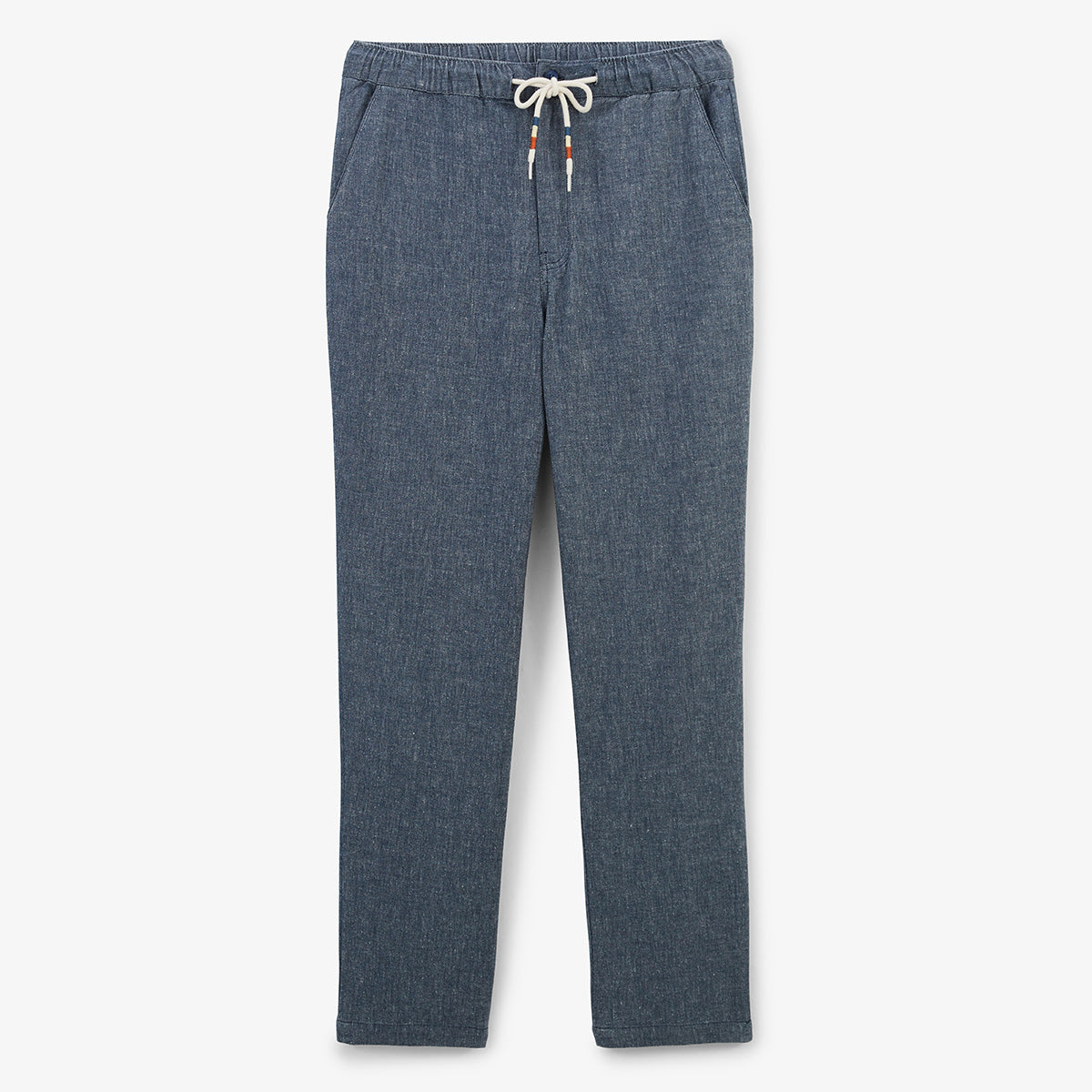 Pantalon 554 en coton et lin taille elastiquee bleu denim HOMME SERGE BLANCO