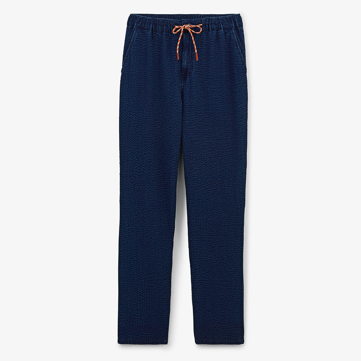 Pantalón 555 de seersucker con cintura elástica azul índigo para hombre SERGE BLANCO