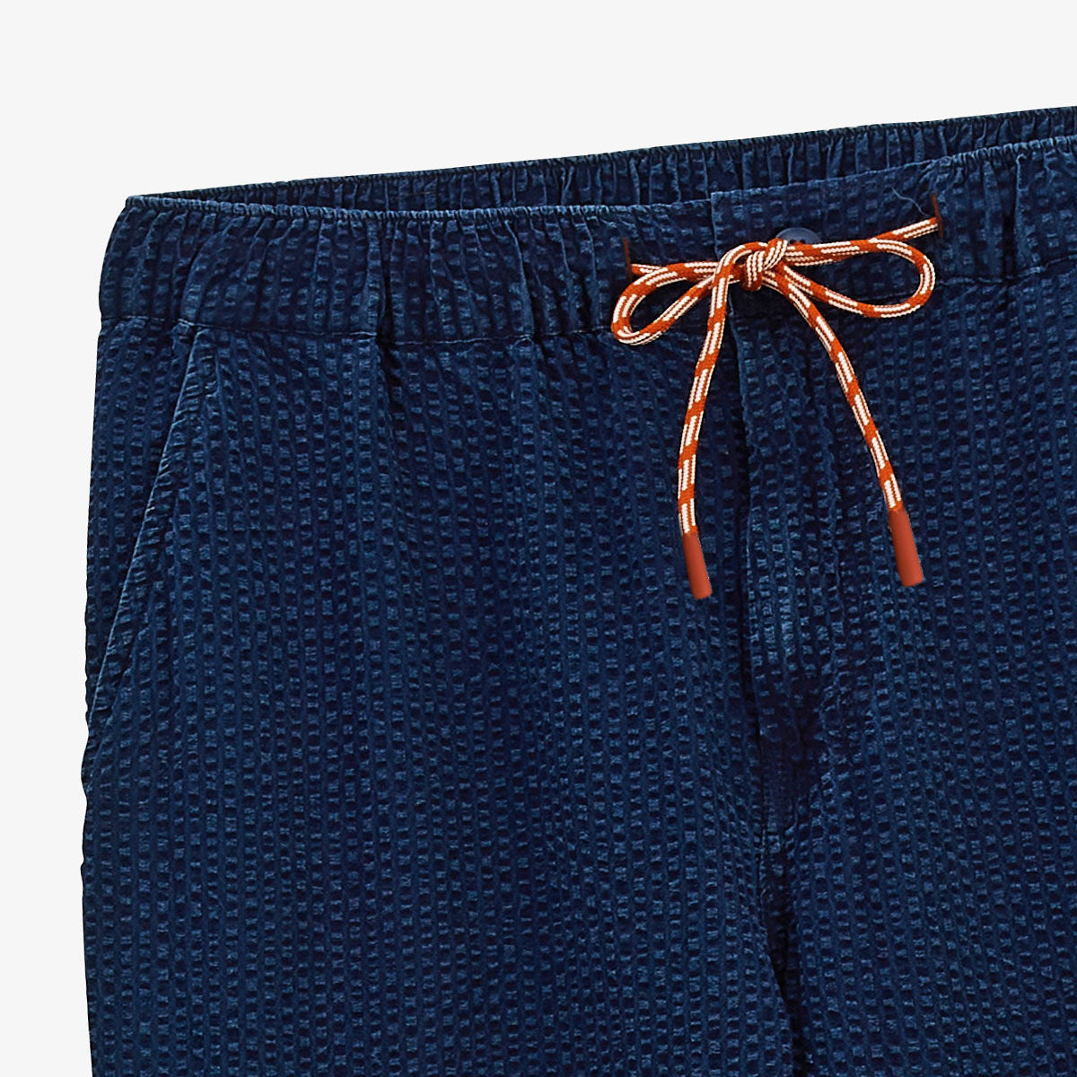 Pantalón 555 de seersucker con cintura elástica azul índigo para hombre SERGE BLANCO